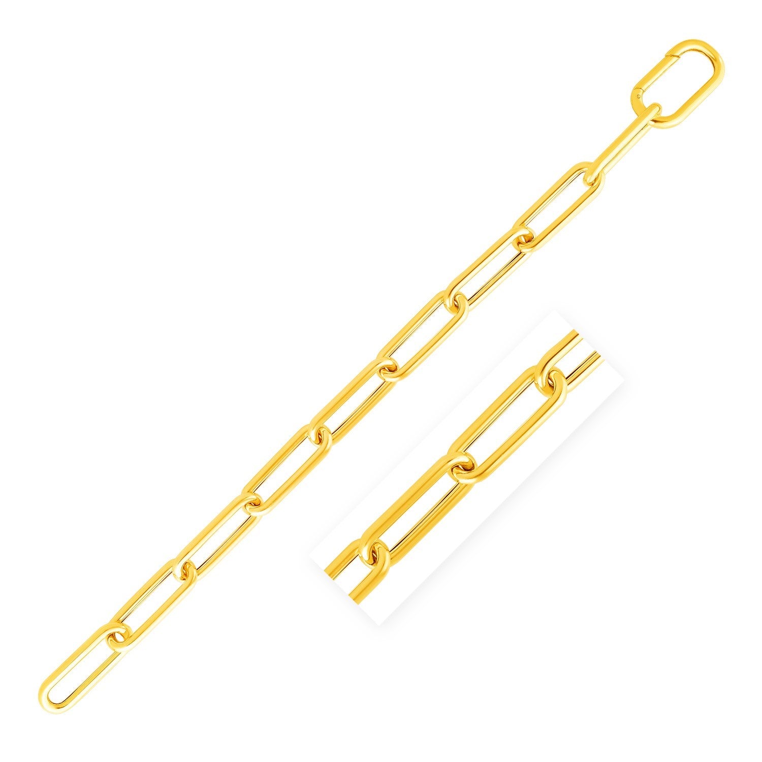 14k Yellow Gold Rounded Paperclip Chain Necklace in a sleek high-contrast midnight luxury editorial style